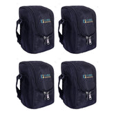 Kuber Industries Lunch Box|Canvas Leak Proof 3 Stainless Steel Insulated Containers Lunch Bag|Adjustable Straps Tiffin Box with Zipper Closure (Black) (Pack of 4)